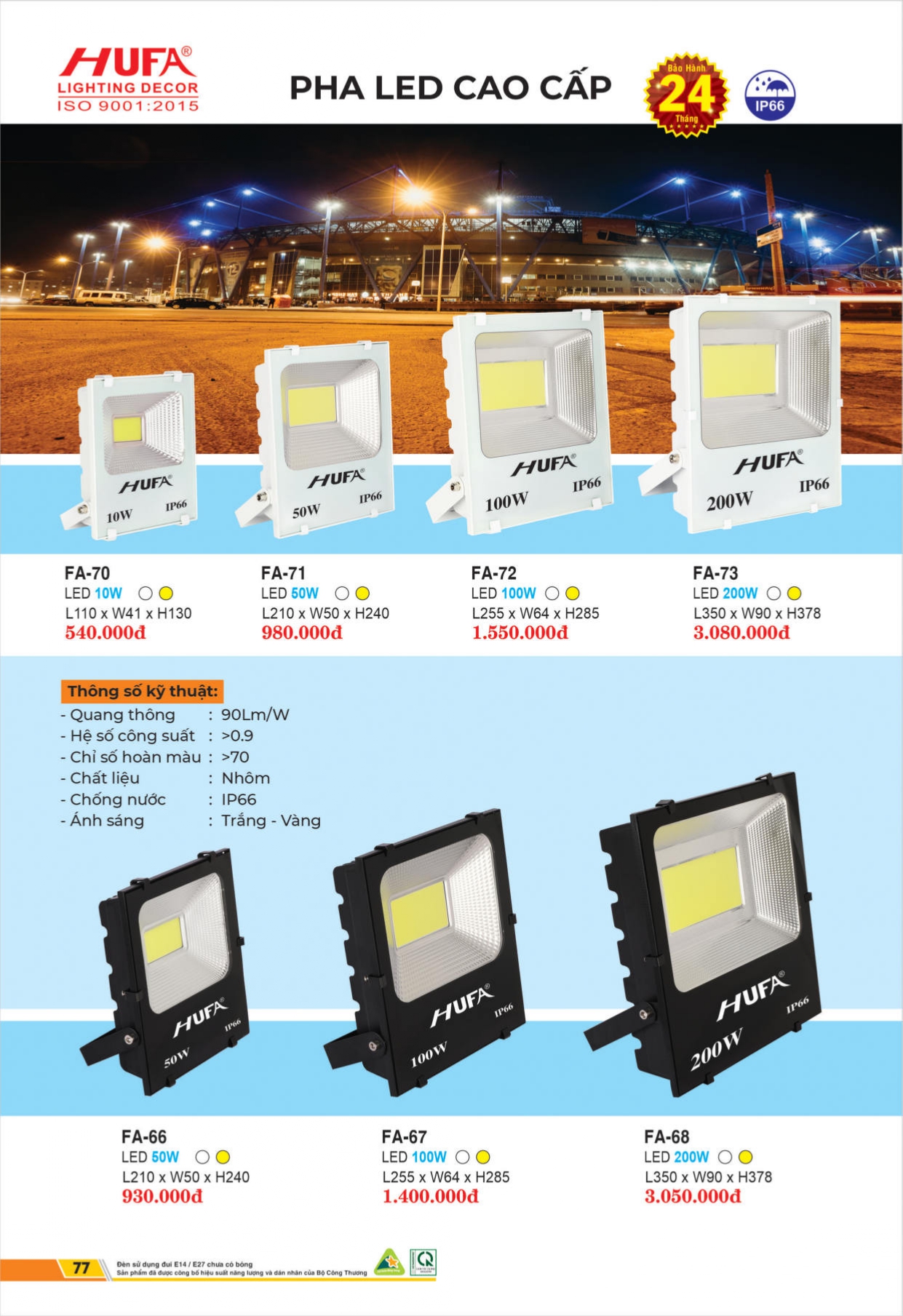 Bảng giá đèn LED HUFA 2026